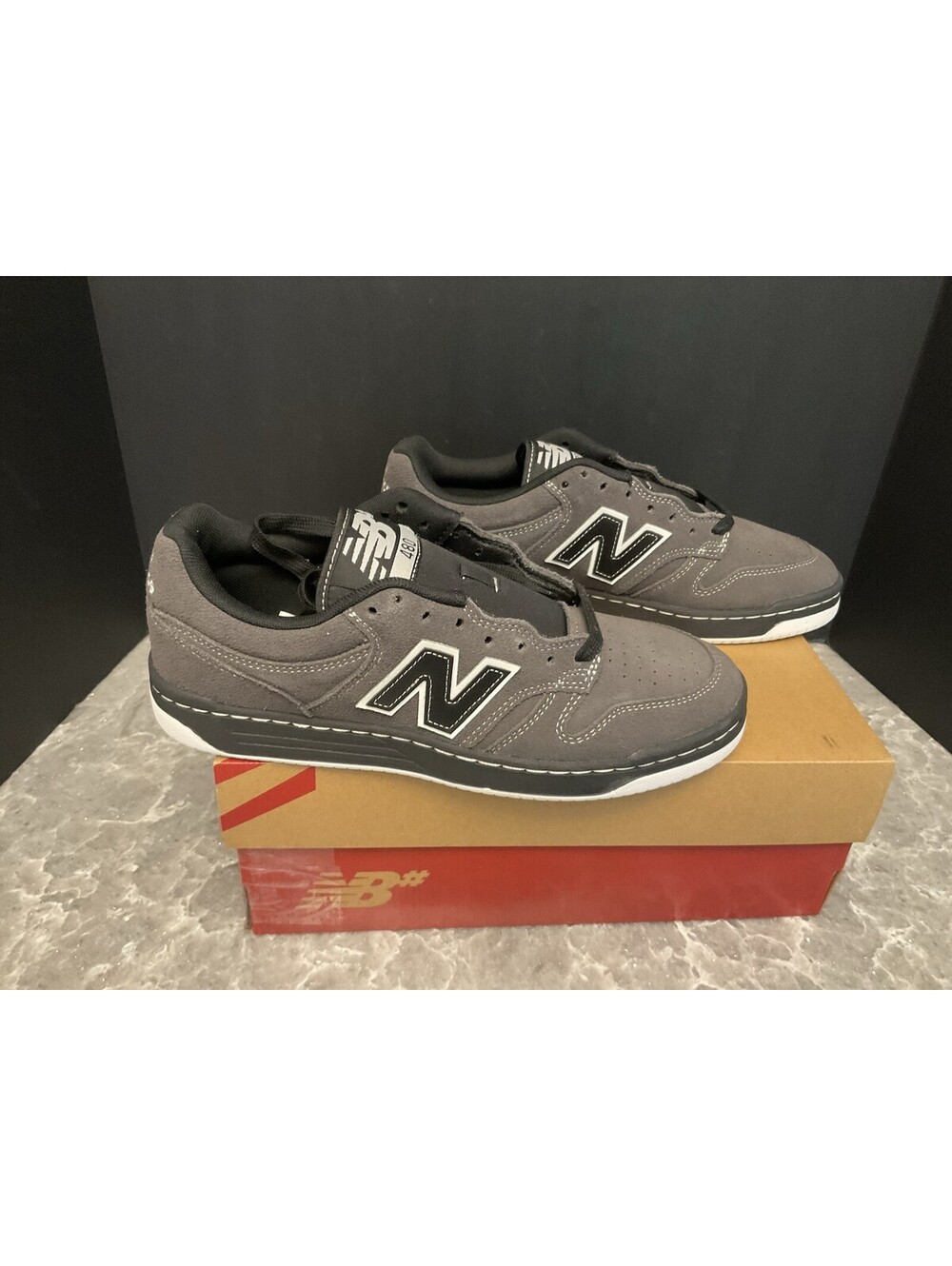 New! Mens New Balance Numeric 480 Dark Grey/Black Cement Shoes. Size 9.5D. Nice!